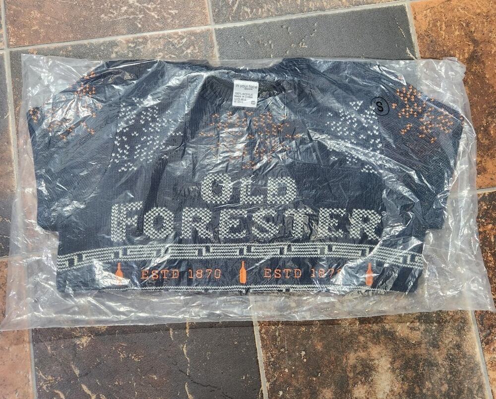 Old Forester Bourbon Ugly Christmas Sweater Small Holiday new in bag